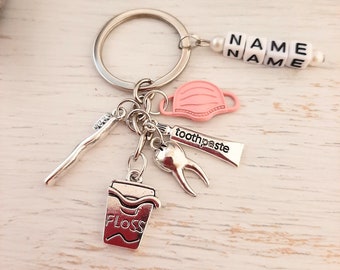 Keychain, bag charm, &quot;DENTIST&quot; Personalizable, Handmade