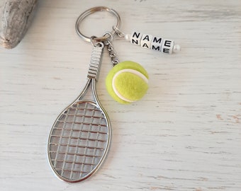 Keychain, bag charm, "TENNIS" customizable, handmade