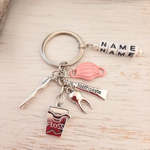 Keychain, bag charm, &quot;DENTIST&quot; Personalizable, Handmade