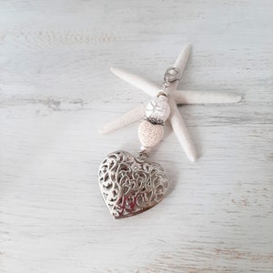 Interchangeable pendant, interchangeable jewelry, necklace pendant, pocket charm &quot;Heart&quot; white + silver