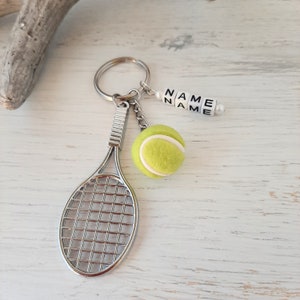 Keyring, bag charm, " TENNIS " Personalizable, handmade