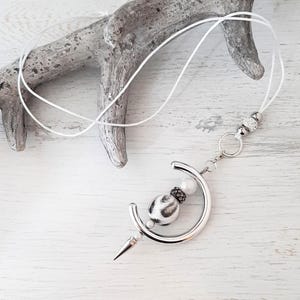 Long chain interchangeable bar pendant with ribbon interchangeable jewelry interchangeable pendant &quot; White + Grey + Leopard + Silver &quot; Mix and Match Must have