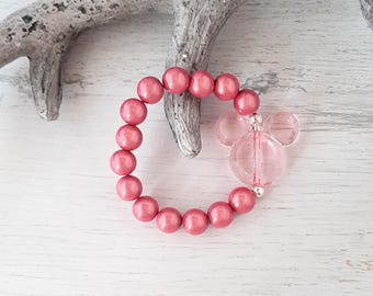 Pulseira Miracle Beads Magic Pearls com efeito 3D brilhante "ROSA" com Mickey Mouse em acrílico - Um item indispensável neste verão! Combine com outras peças.