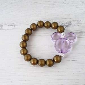 Miracle Beads Magic Pearls 3D Shimmer Effect Bracelet "OLIVE GREEN / LILAC" with Acrylic Mickey Mouse - A must-have this summer! Mix and Match image 5
