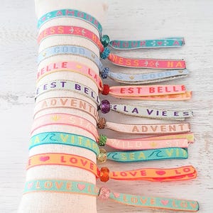 Festival bracelets friendship bracelets Boho Ibiza Hippie Style different colors and texts sliding bead statement must have summer