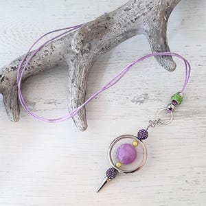 Long chain interchangeable bar pendant with ribbon interchangeable jewelry interchangeable pendant &quot; LILAC + LEMON GREEN + SILVER &quot; Mix and Match Must have