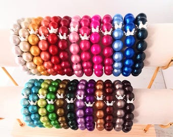 Bracelet, Miracle Beads Magic Pearls 3D Shimmer Effect "VARIOUS COLORS" with crown, mix and match, a must-have this year