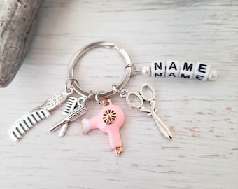 Keychain, bag charm, &quot;HAIRDRESSER&quot; Personalizable, Handmade