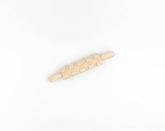 Single Wooden sensory bin tool, Add-on tool, waffle roller.