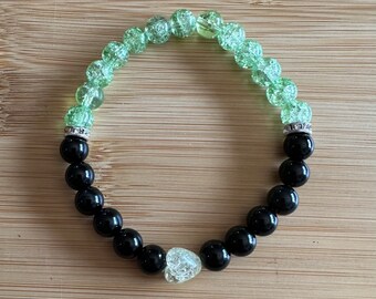 Cracked Glass and Gemstone Beaded Bracelet