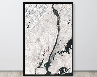 New York Manhattan New Jersey United States of America - Winter Snow Satellite Photo - Fine Art Quality - Unique Nature Gift  - Educational