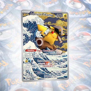 Admiral Pikachu Full Art Holo Custom Pokemon Card Captain Pikachu Cap