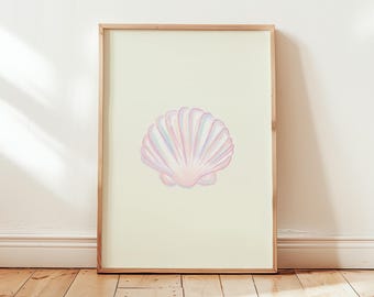 Printable Shell Painting, Seashell Print, Illustrated Artwork, Digital Download