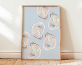Printable Oyster Painting, Oyster Illustration, Oysters on a Table, Digital Download