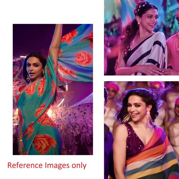 Deepika Padukon a inspiré le satin et Georgette saree pour les femmes, saree imprimé de vêtements de fête, saree de célébrité de Bollywood, saree élégant pour la fonction