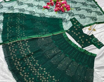 Wedding lehenga for women, soft net lehenga choli, dark green lehenga for function, sequence lehenga for wedding, designer indian outfits