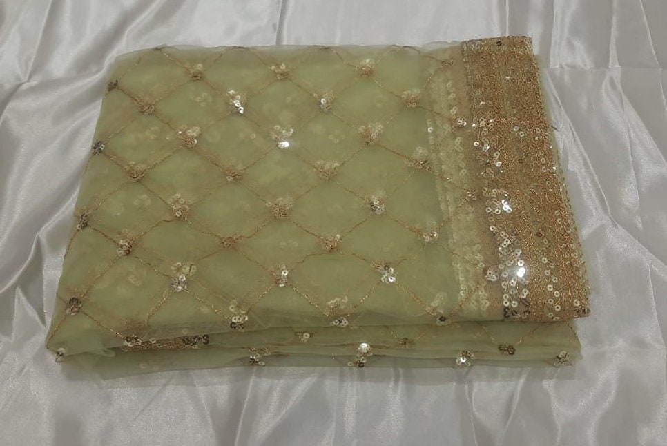 Wedding Festive Style Pista Green Embroidered Designer Saree
