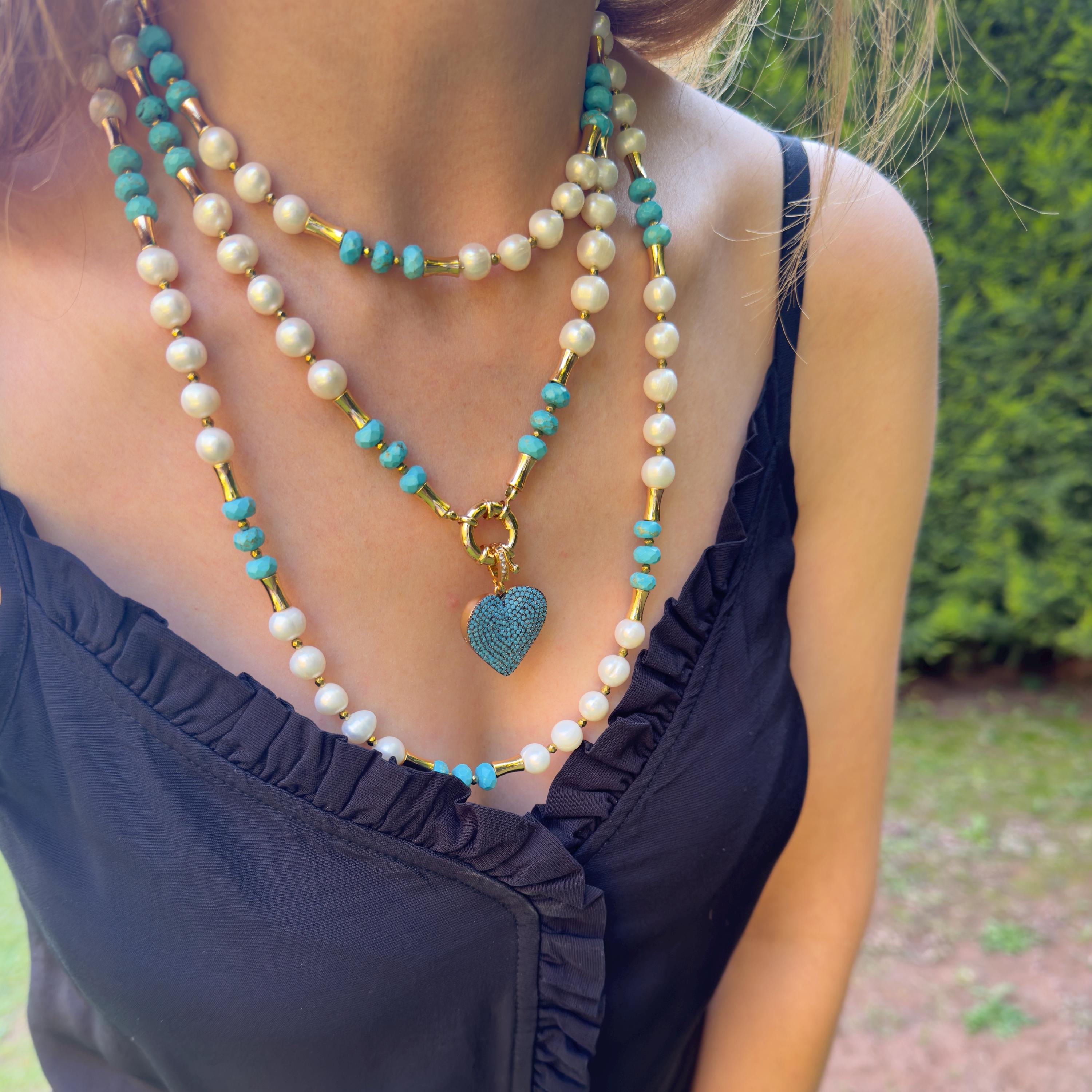 Turquoise Jewelry For Women PEARLADA Tiger Eye Turquoise Beaded