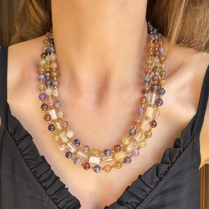 Handmade Multi Strand Gemstone Necklace: Beaded Summer Jewelry