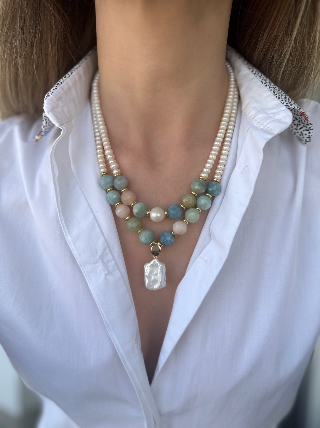 Pearl Necklace Beaded and Pearl Jewelry for Women Etsy