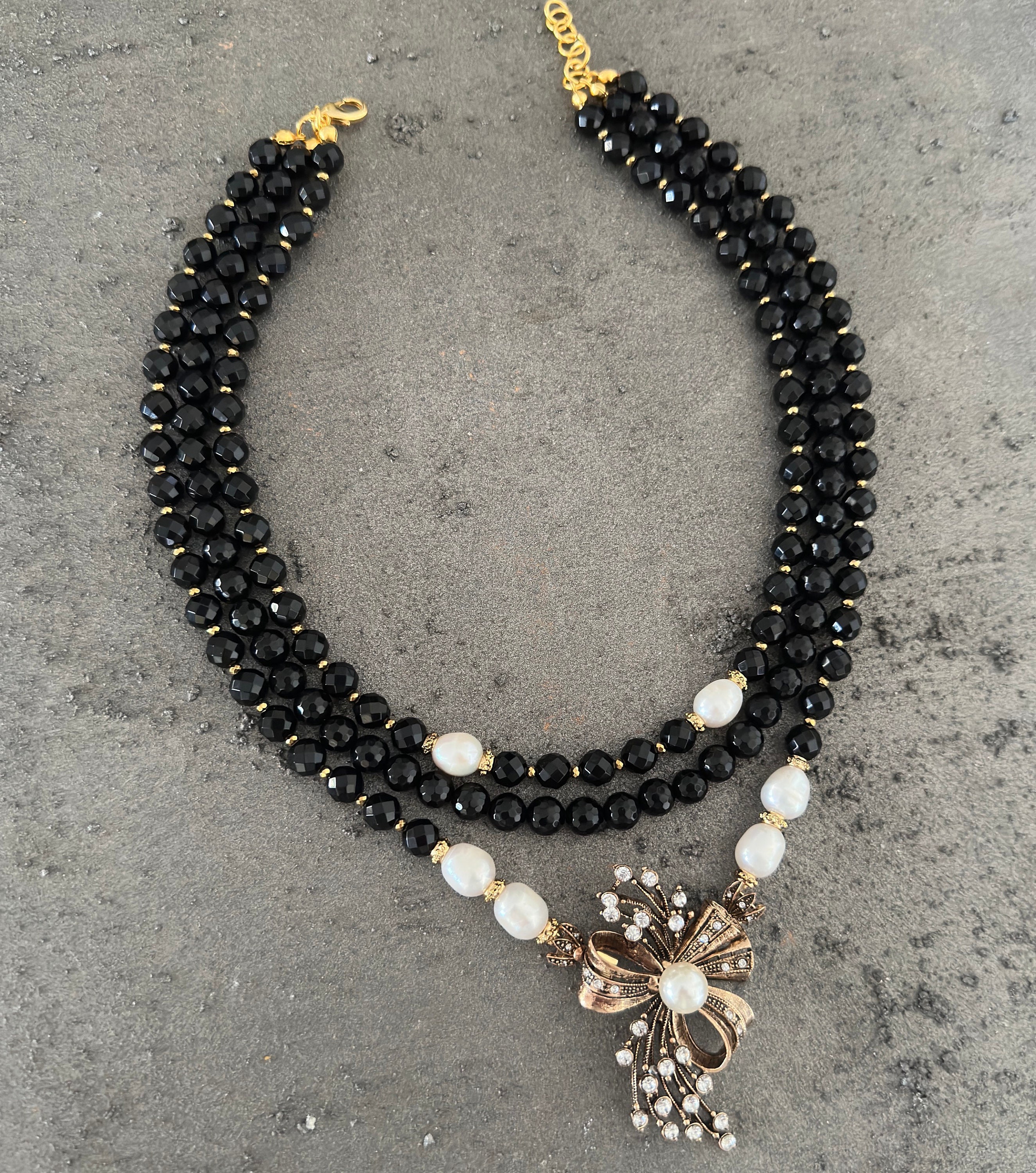 代引き手数料無料 【linoh】PEARL×NATURAL STONE NECKLACE ネックレス