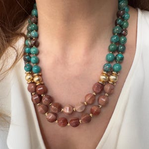 Handgemachte Jaspis Achat Kette: Grüner Perlen Statement Schmuck