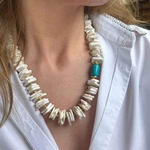 Big Bold Chunky Statement Summer Necklace, Handmade Howlite Turquoise Jewelry for Women, A Total Vibe, Luxe Look Gift Idea