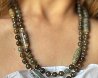 Labradorite Necklace: Layered Gemstone Jewelry, Handmade Birthday Gifts for Women, Anniversary Present for Her