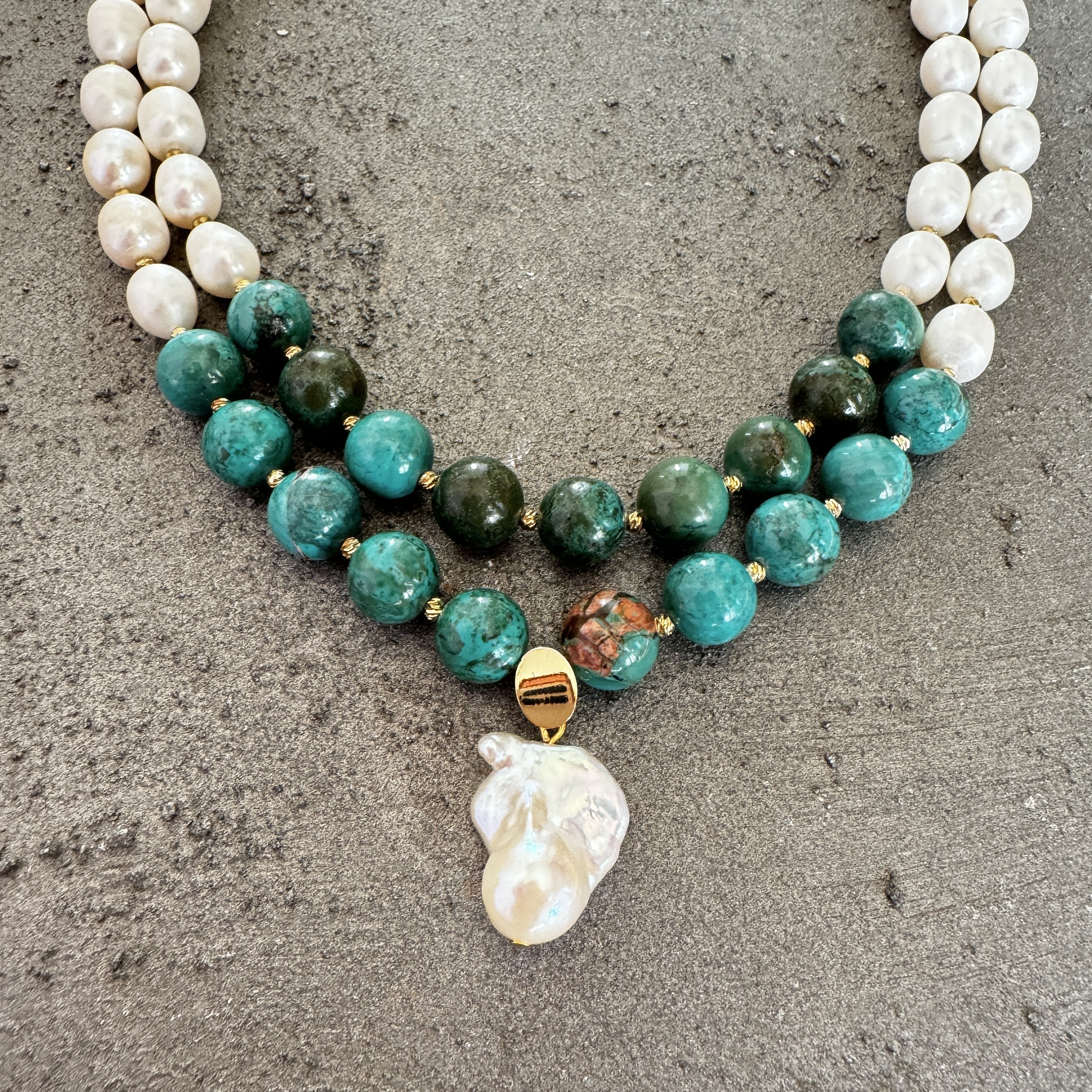 Beaded Necklace Hamsa Necklace Turquoise Turquoise Hamsa Alloy