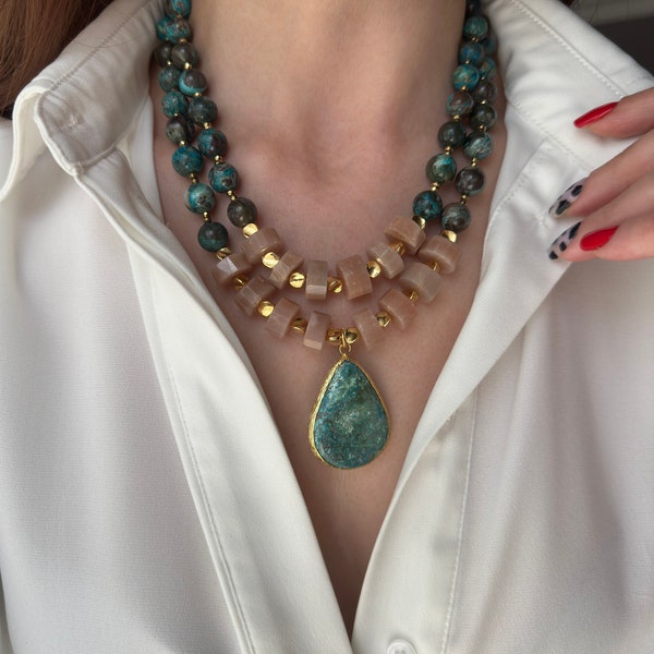 •AEON• jasper + gold necklace (18