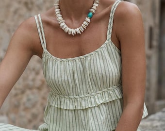 Collar grueso con piedras preciosas y cuentas de turquesa, joyería veraniega llamativa hecha a mano para mujer, regalo de cumpleaños atrevido