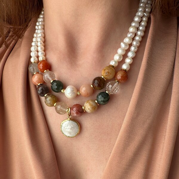 Antique Rings & Pearls Statement Necklace main image 1