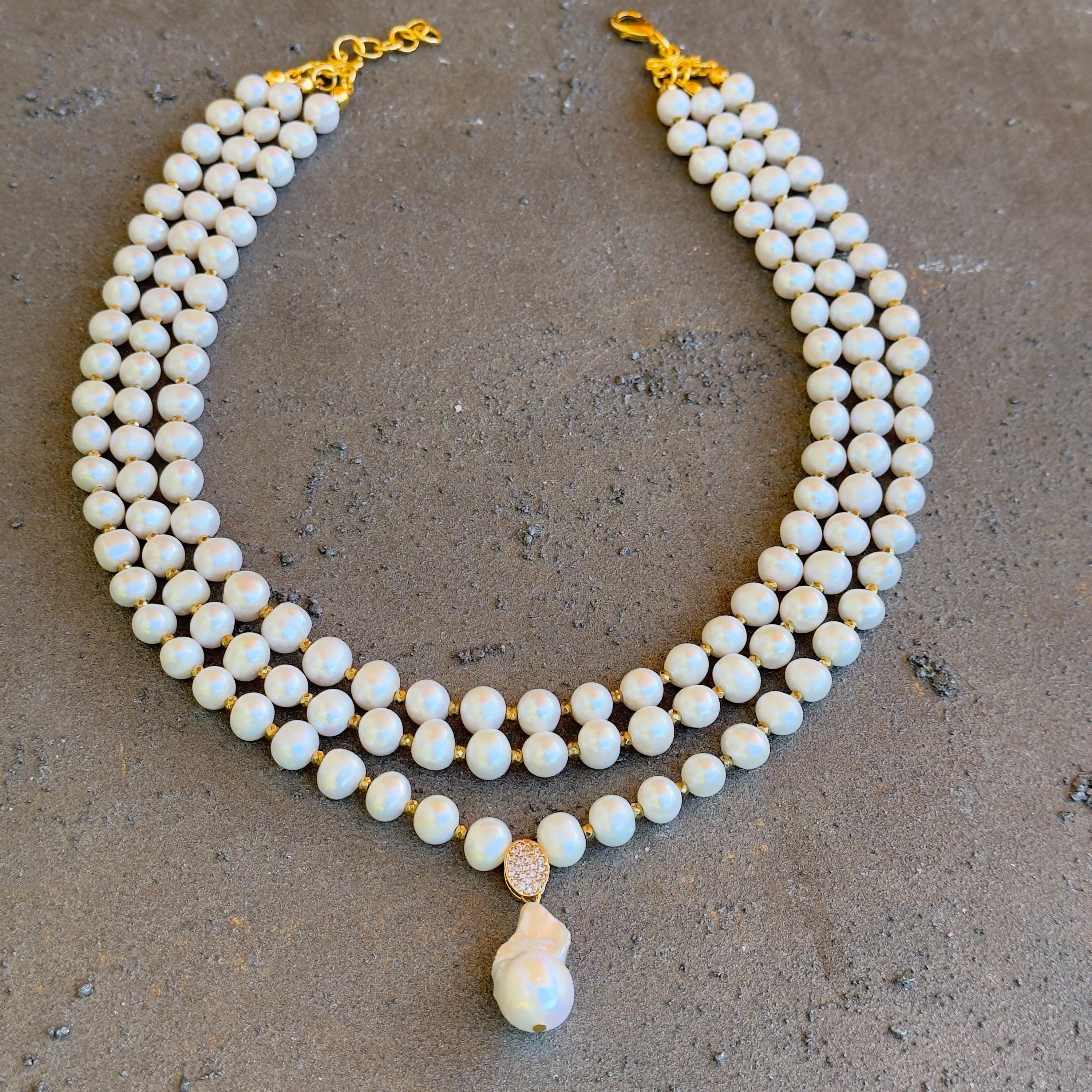ネックレス・ペンダント wing bling 925 Silver Noah Daisy Natural Freshwater Pearl Ne Sterling Silver Natural Freshwater Pearl Necklace, Pearl
