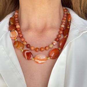 Big Bold Orange Agate Necklace - Mother&#39;s Day Gift - Anniversary Gift for Her