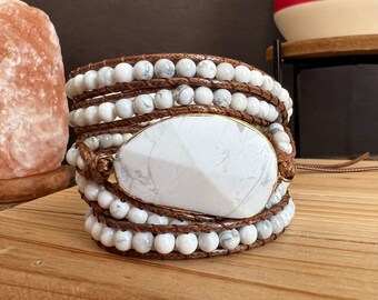 Howlite Stone Wrap Bracelet: Boho Spiritual Energy Bracelet