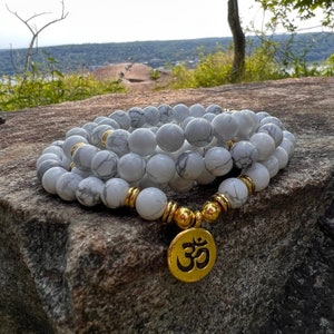 108 Mala Beads Howlite Bracelet Necklace, 108 Mala Prayer Beads Necklace, Natural White Howlite Mala Necklace, Howlite Stone Necklace, USA