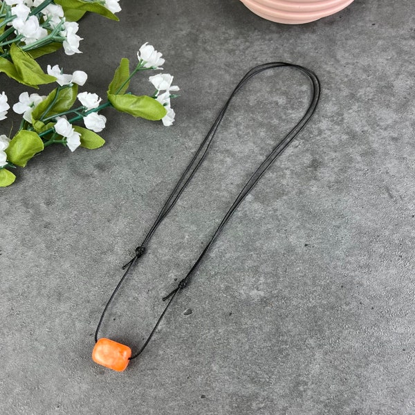 Natural Jade Choker, Orange Jade Necklace, Uneven Stone Adjustable Necklace, Minimalist Choker, Natural Gemstone Necklace, Healing Choker