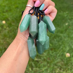 Green Aventurine Crystal Point Necklace, Aventurine Necklace, Healing Crystal Pendant Necklace, Protection Pendant Necklaces, Made In USA
