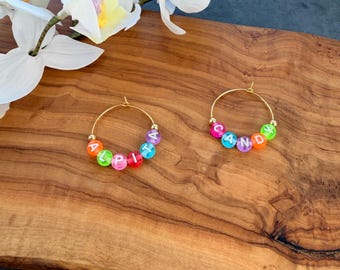 Personalized Stanley Charm, 14k Gold Accent Tumbler Name Charm, Custom Stanley Charms For Her, Rainbow Beads Charms, Stanley Cup Accessories
