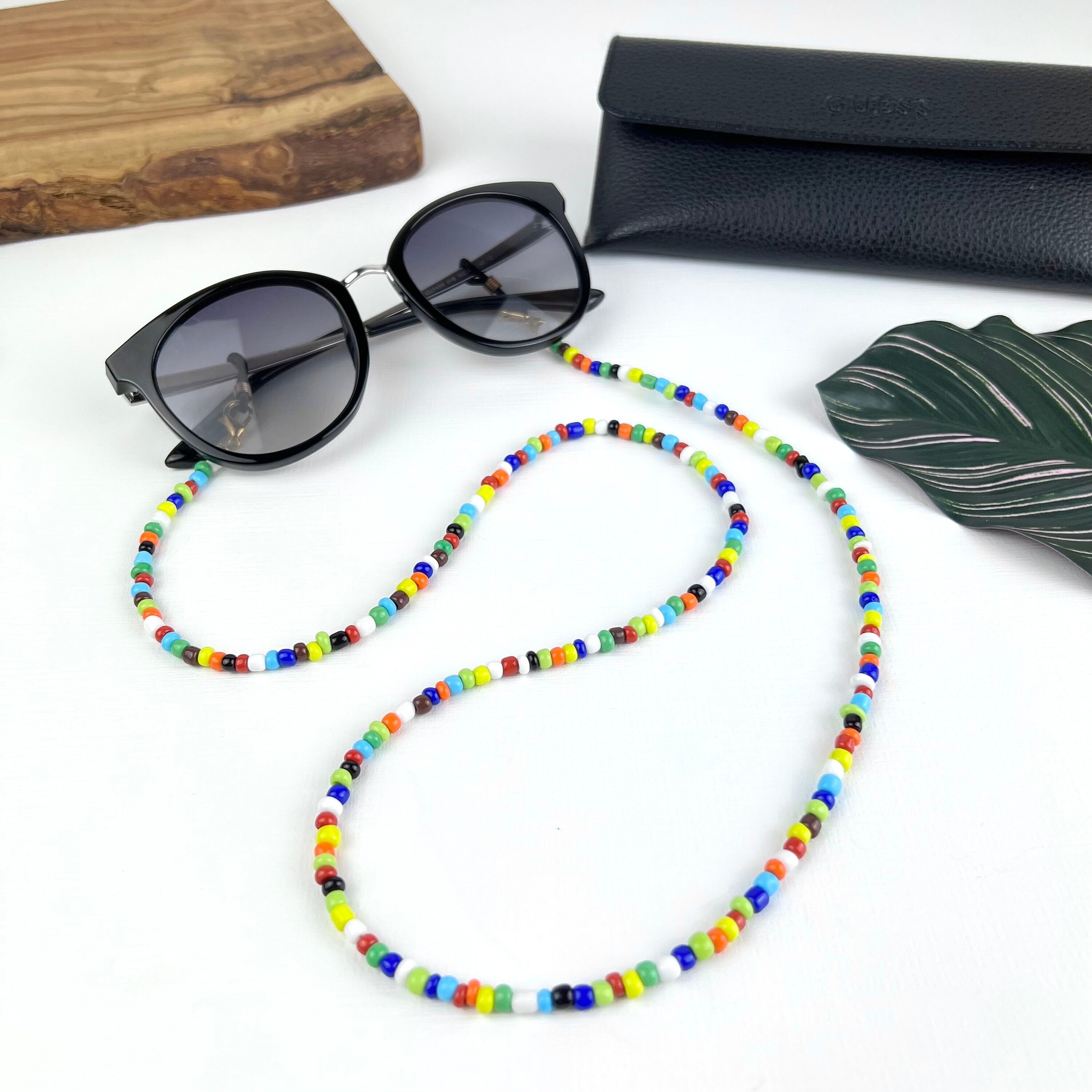 Beaded Eyeglass Chain: Multi-Color Glass Beads, Boho Style