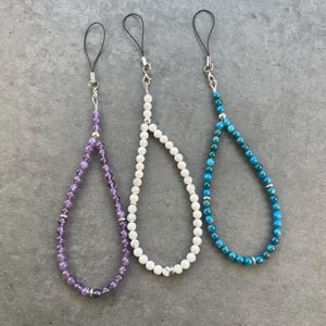 Gemstone Beaded Phone Charm, Boho Wristlet Lanyard, Custom Phone Charm, Natural Beads Phone Charm, Phone Charms, Gift For Her, Made In USA image 17