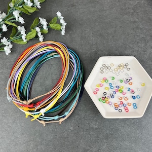 Adjustable Waxed Cord Choker: Colorful Boho Beach Necklace