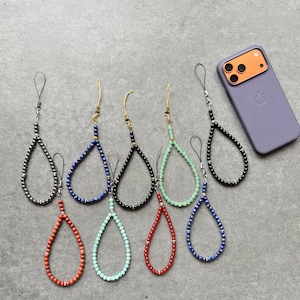 Gemstone Beaded Phone Charm, Boho Wristlet Lanyard, Custom Phone Charm, Natural Beads Phone Charm, Phone Charms, Gift For Her, Made In USA image 11