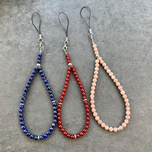 Gemstone Beaded Phone Charm, Boho Wristlet Lanyard, Custom Phone Charm, Natural Beads Phone Charm, Phone Charms, Gift For Her, Made In USA image 18