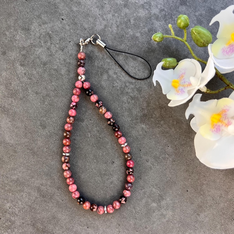 Gemstone Beaded Phone Charm, Boho Wristlet Lanyard, Custom Phone Charm, Natural Beads Phone Charm, Phone Charms, Gift For Her, Made In USA image 16