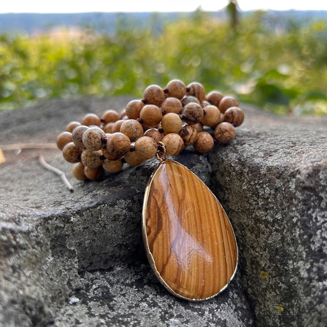 Natural Picture Jasper Gemstone Necklace Picture Jasper Etsy