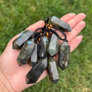 Raw Labradorite Crystal Point Necklace, Natural Labradorite Necklace, Boho Rope Pendant Necklace, Labradorite Necklace for Him & Her, USA
