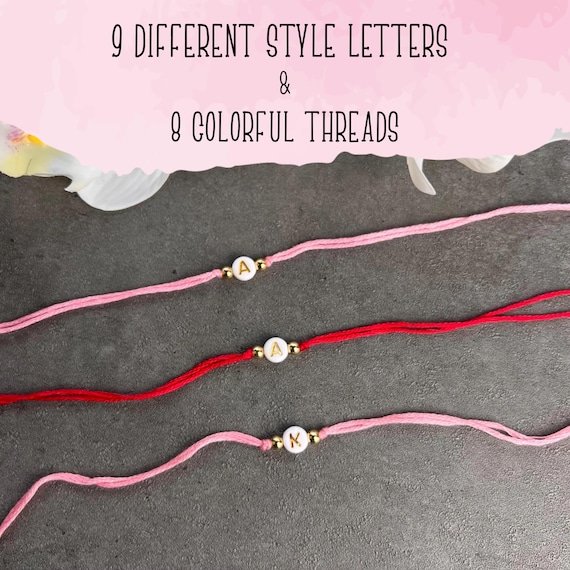 Personalized Initial Rakhi, Custom Name Cotton Thread Rakhis, Rakhi For Kids, Adult Rakhi, Simple Cotton Rakhi, Handmade Rakhi, Kids Rakhi