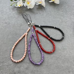 phone charm, gemstone phone charm, handmade phone charm, 6mm bead phone charm