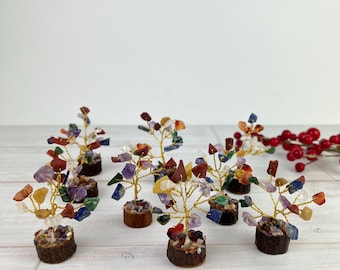 7 Chakra Mini Gemstone Tree: Healing Crystal Home Decor